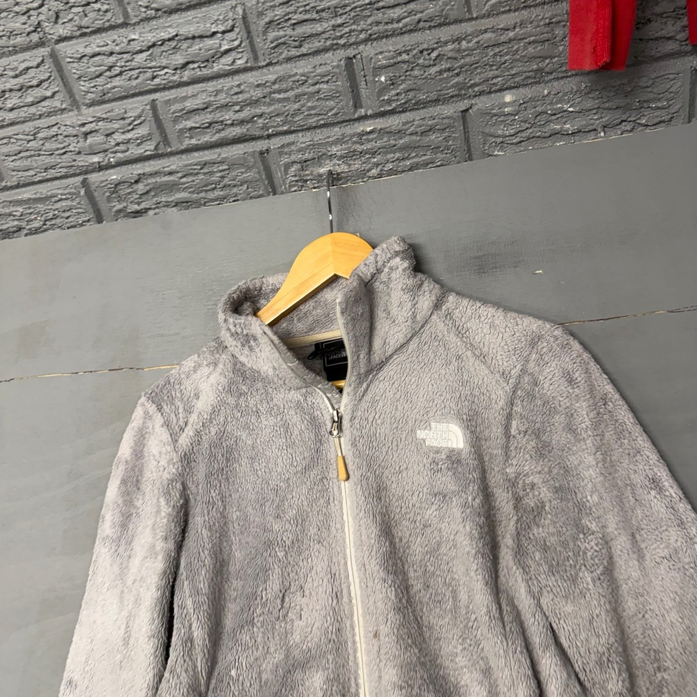 The North Face Osito Fleece Jacket Womens‎ Medium Light Grey Full Zip Soft Fuzzy